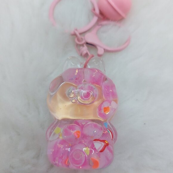 2/$19 Labubu Flowing Sand Exquisite pink keychain with bell - Picture 2 of 9